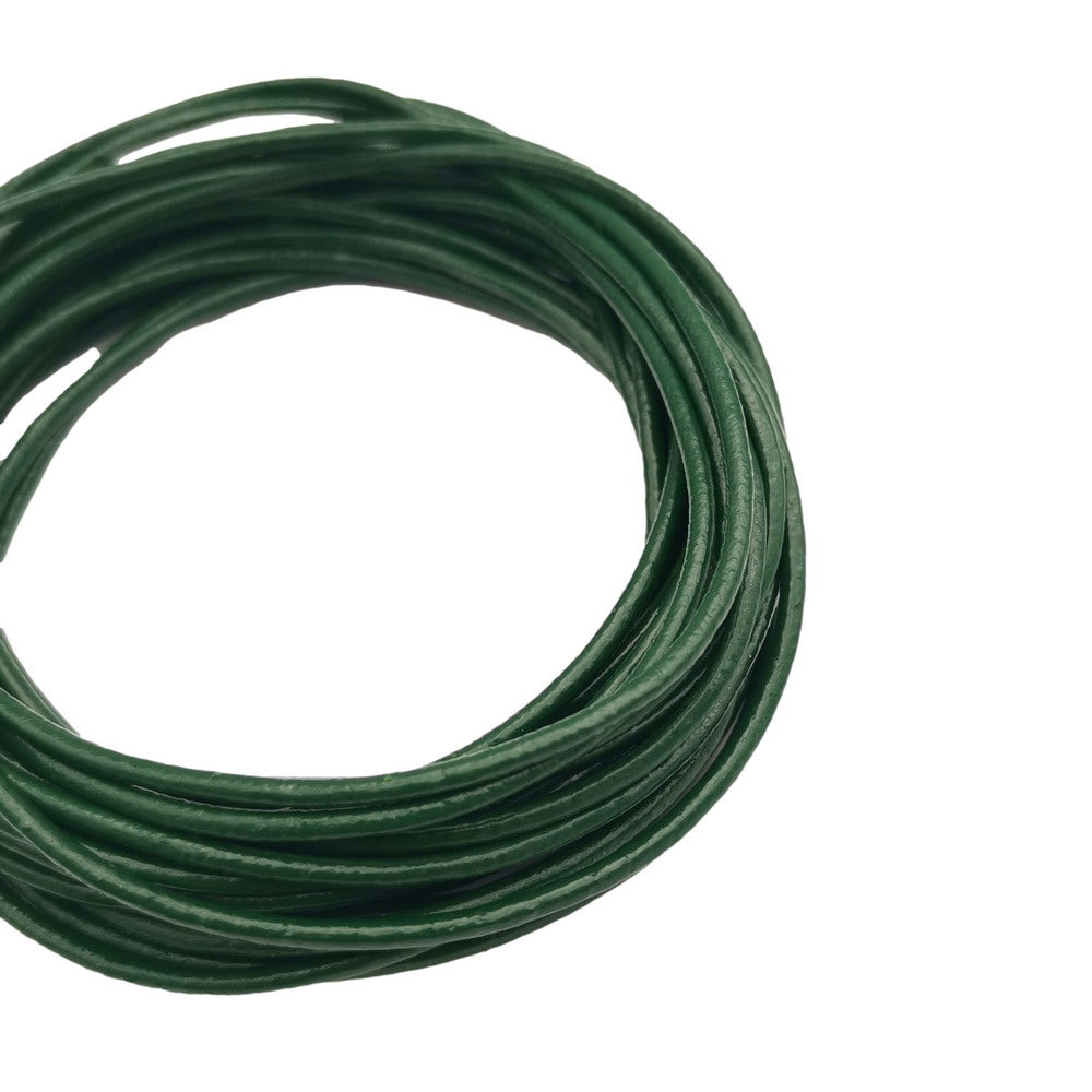 ShapesbyX – cordons ronds en cuir véritable, vert foncé, 2mm, bracelet en cuir, fabrication de bijoux, collier, Bracelet, pendentif