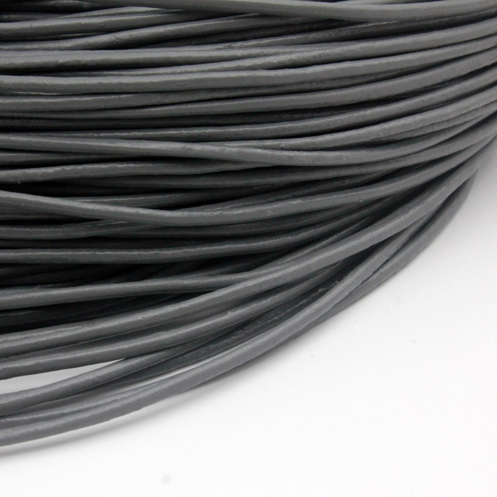 ShapesbyX Gray 5 Yards 2.0mm Round Real Leather Cords Cowhide Leather Made for Jewelry Making in Bracelet Necklace