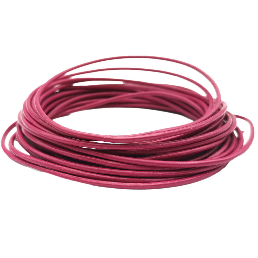 ShapesbyX Hot Pink 5 Yards 2mm Round Genuine Leather Strap Cord