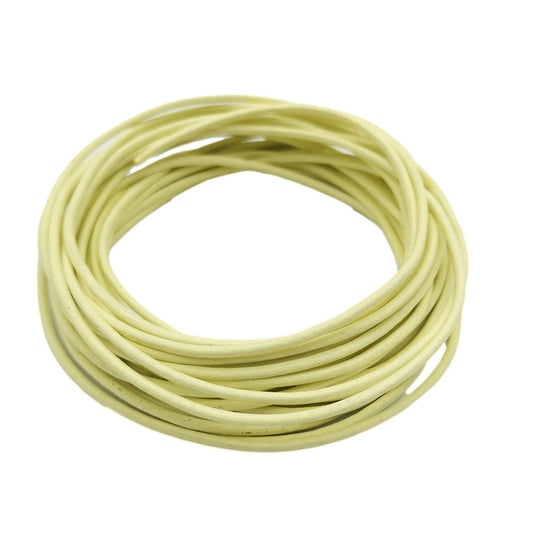 ShapesbyX Cordons ronds en cuir véritable jaune clair de 2 mm pour la fabrication de bijoux en collier, bracelet et pendentif