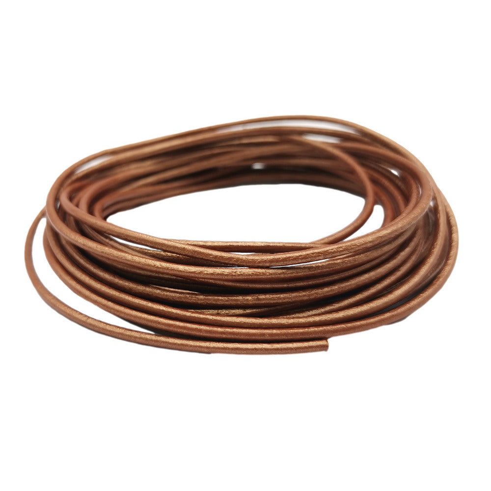 shapesbyX-5 Yards 2mm Metallic Copper Leather Cords Genuine Leather Strap for Necklace Pendant