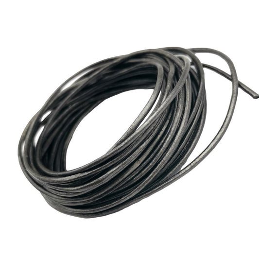 shapesbyX-5 Yards 2mm Metallic Dark Gray Leather Cords Genuine Leather Strap for Necklace Pendant