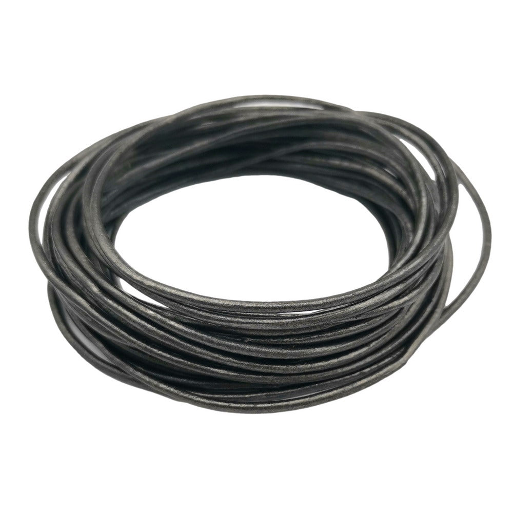 shapesbyX-5 Yards 2mm Metallic Dark Gray Leather Cords Genuine Leather Strap for Necklace Pendant