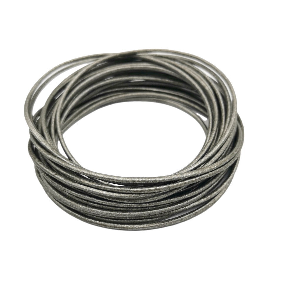 shapesbyX-5 Yards 2mm Metallic Gray Leather Cords Genuine Leather Strap for Necklace Pendant