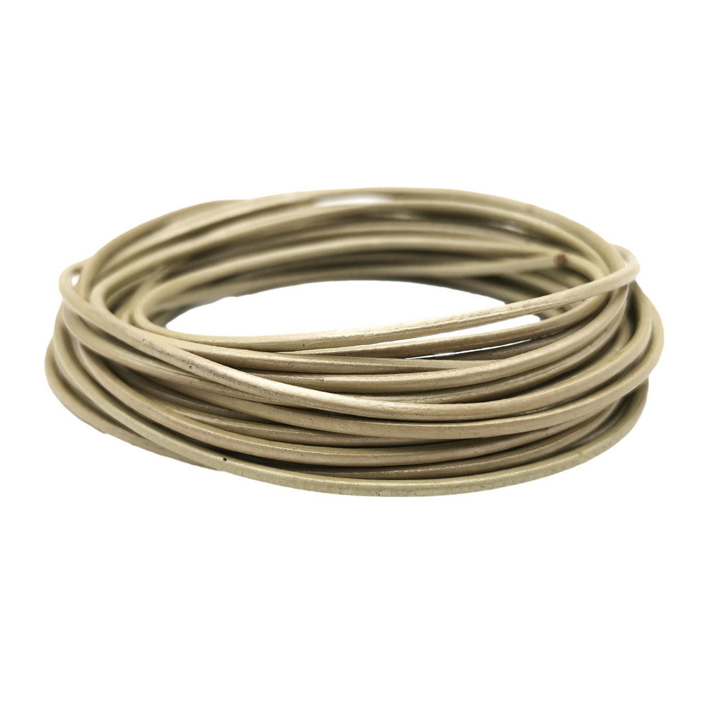 ShapesbyX-5 Yards 2 mm Metallic Khaki Lederschnüre Echtlederband für Halskettenanhänger