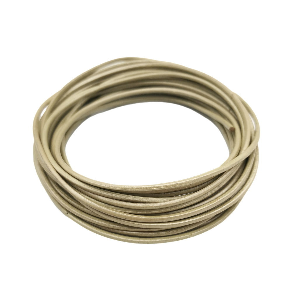 shapesbyX-5 Yards 2mm Metallic Khaki Leather Cords Genuine Leather Strap for Necklace Pendant