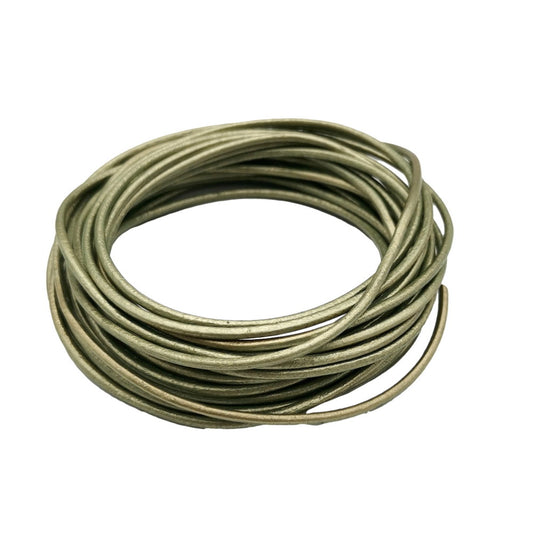 shapesbyX-5 Yards 2mm Metallic Olive Leather Cords Genuine Leather Strap for Necklace Pendant