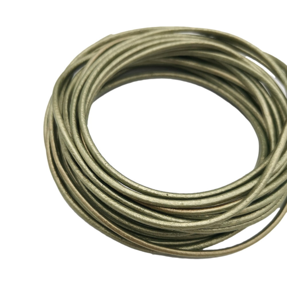 shapesbyX-5 Yards 2mm Metallic Olive Leather Cords Genuine Leather Strap for Necklace Pendant