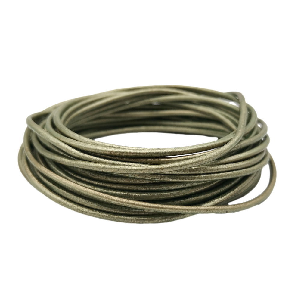 shapesbyX-5 Yards 2mm Metallic Olive Leather Cords Genuine Leather Strap for Necklace Pendant