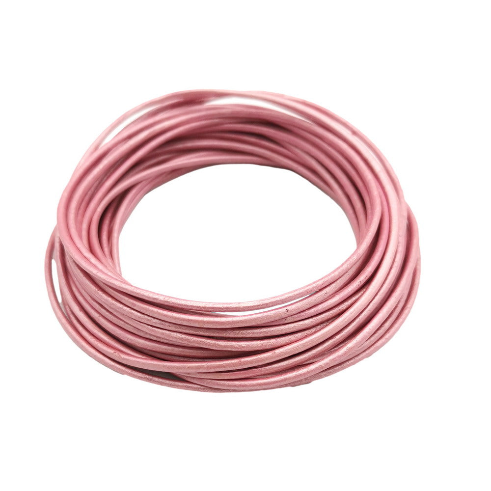 shapesbyX-5 Yards 2mm Metallic Pink Leather Cords Genuine Leather Strap for Necklace Pendant