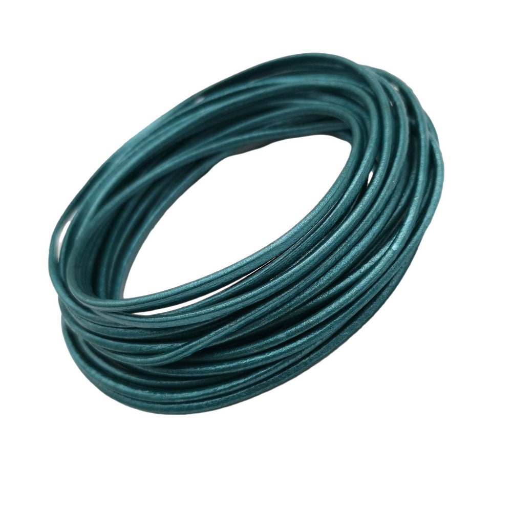 shapesbyX-5 Yards 2mm Metallic Teal Leather Cords Genuine Leather Strap for Necklace Pendant