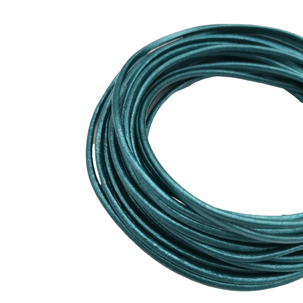 shapesbyX-5 Yards 2mm Metallic Teal Leather Cords Genuine Leather Strap for Necklace Pendant
