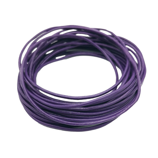 ShapesbyX Cordon rond en cuir véritable violet 4,6 m 2 mm