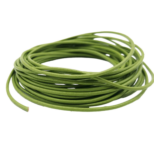 ShapesbyX Frühlingsgrün, 5 Yards, 2,0 mm, runde Echtlederschnüre, Rindsleder, hergestellt für die Schmuckherstellung in Armbändern und Halsketten
