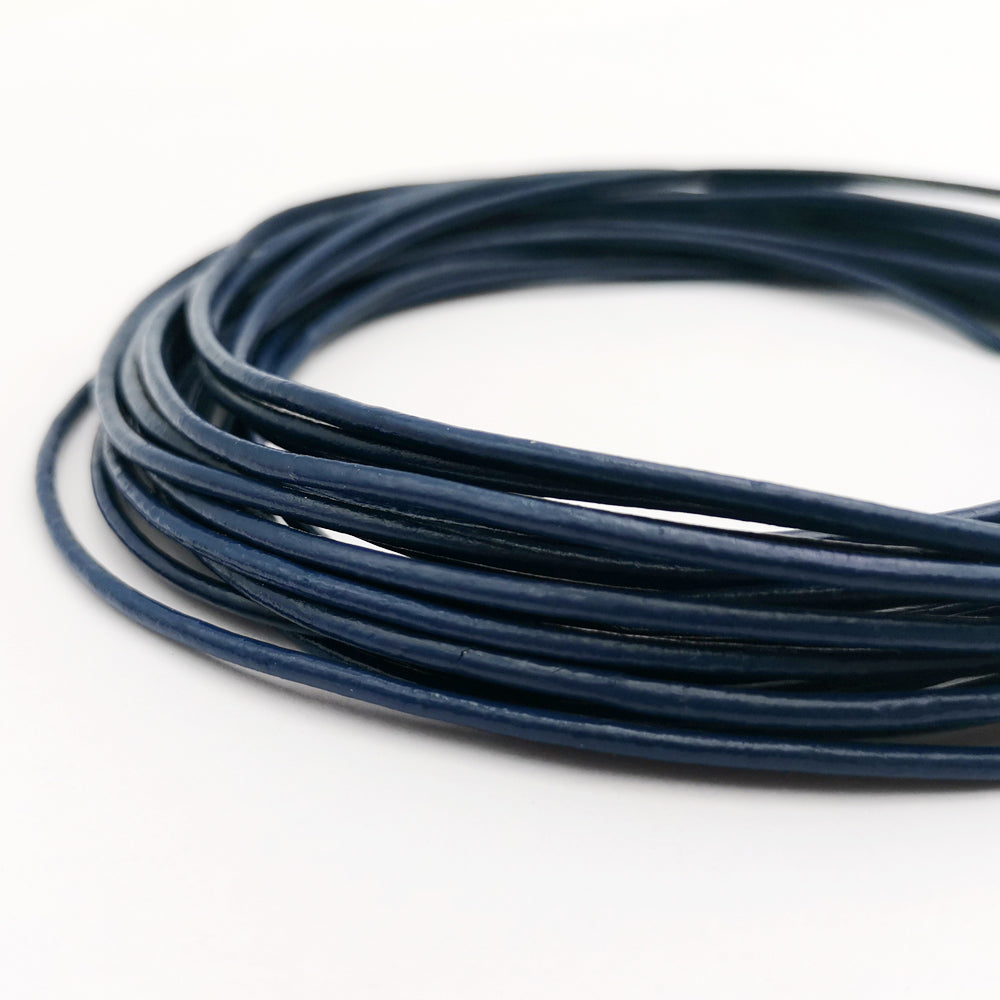 ShapesbyX Dark Blue 5 Yards 2mm Round Genuine Leather Strap Cord