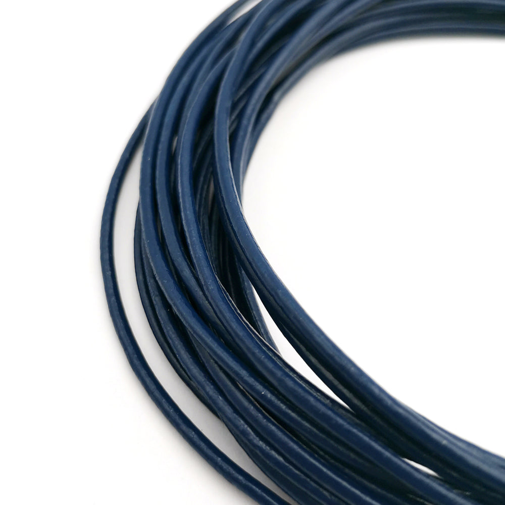 ShapesbyX Dark Blue 5 Yards 2mm Round Genuine Leather Strap Cord