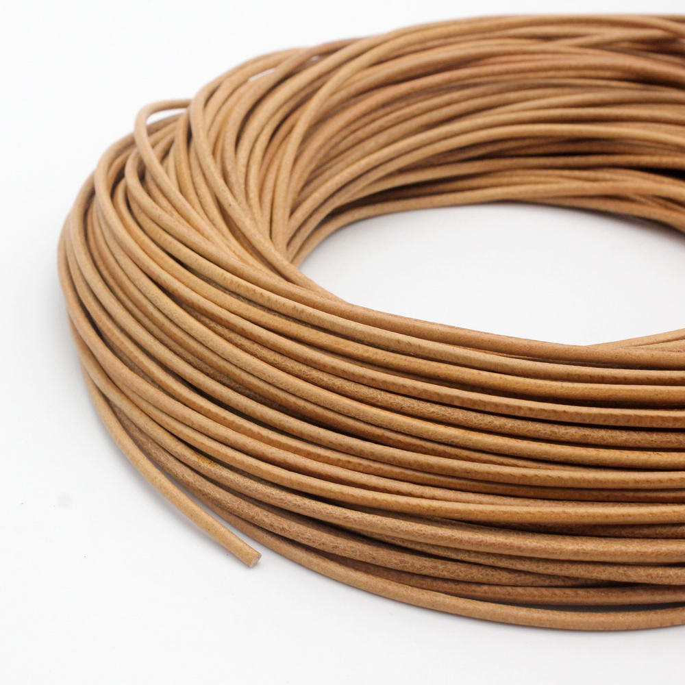 shapesbyX-10 Yards Tan Natural Round Leather Cord 1.5mm Diameter Leather Strap Genuine Cowhide