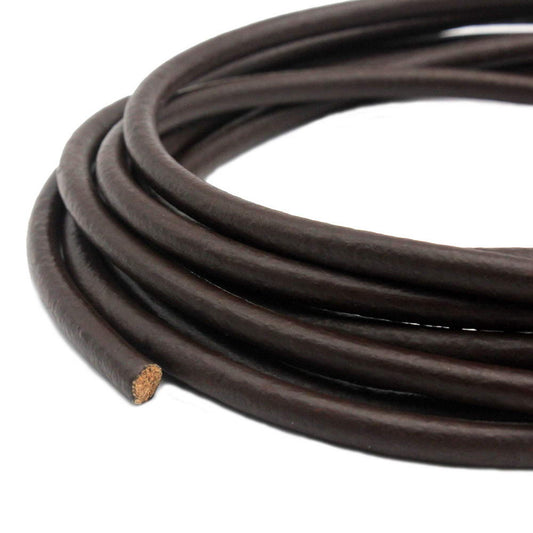 shapesbyX-6mm Round Leather Strap Genuine Real Leather Cords for Jewelry Making Black/Brown 6.0mm Diameter