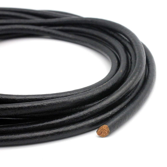 shapesbyX-6mm Round Leather Cord Strap, Jewelry Making Cords Decor Real Leather Black/Brown