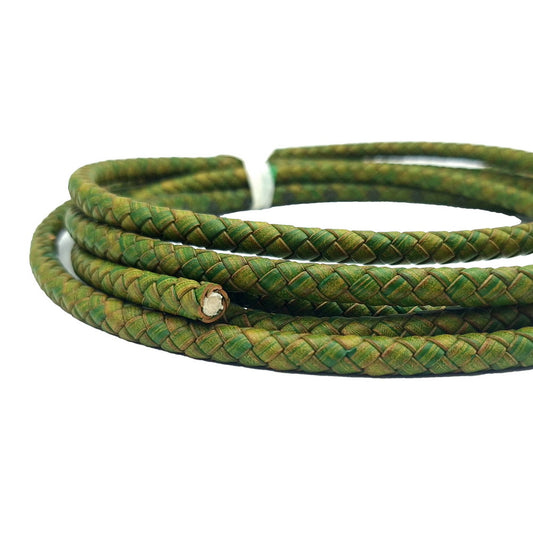 shapesbyX-Distressed Green 8.0mm Round Braided Leather Bolo Cords for Bracelet Making