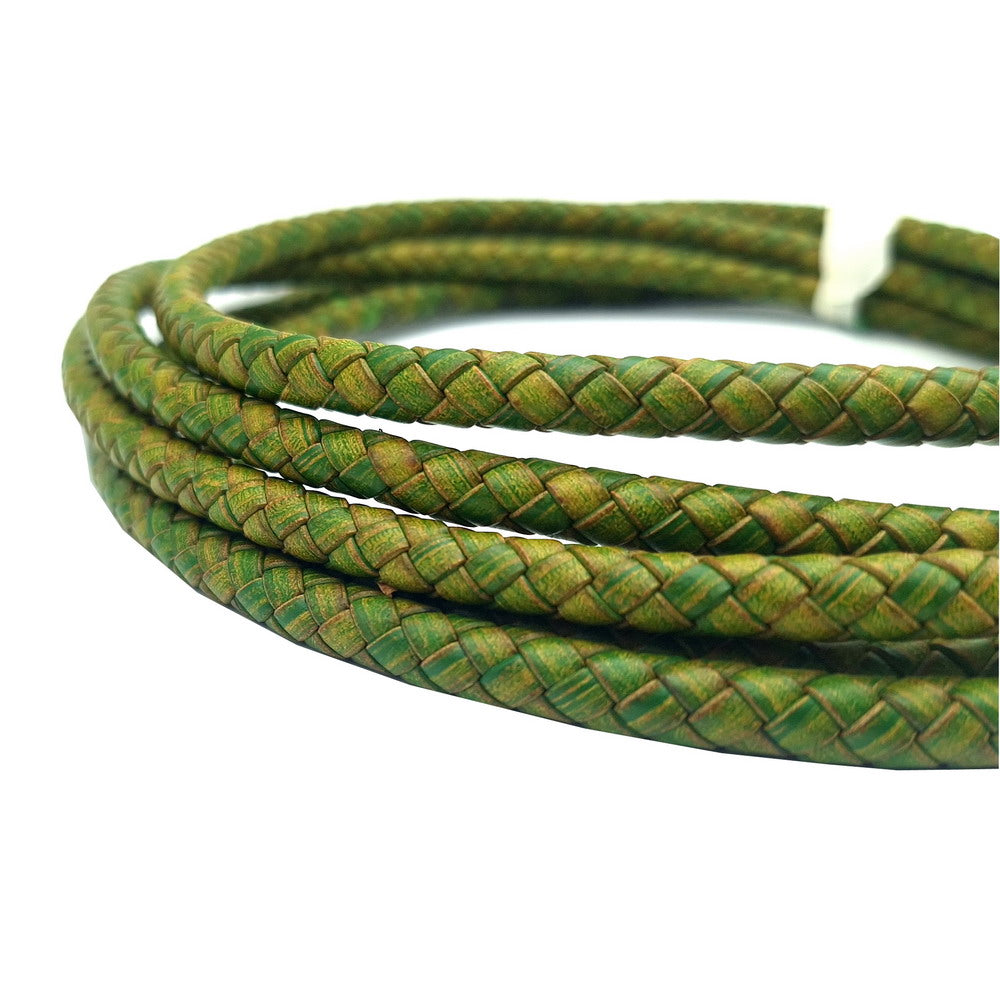 ShapesbyX-Cordons Bolo ronds en cuir tressé vert vieilli de 8,0 mm pour la fabrication de bracelets