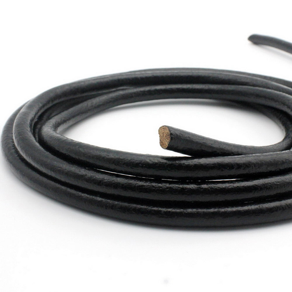 ShapesbyX-8mm/10mm cordons en cuir ronds noirs fabrication de bracelets ou décoration bracelet en cuir véritable