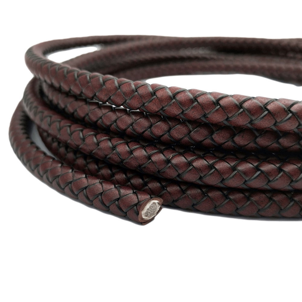 ShapesbyX-Cordon Bolo en cuir tressé de 8 mm, bracelet rond en cuir de 8 mm, noir