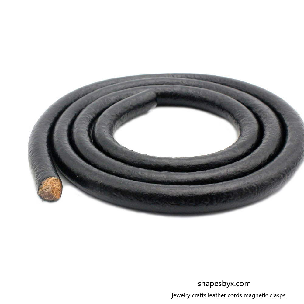 Genuine Leather Cord 8mm Round Real Cow Hide Leather Strap Tan Natural/Black