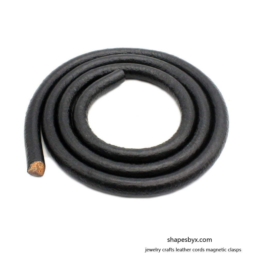 10mm Round Leather Cord 1cm Diameter Genuine Real Leather Strap Black