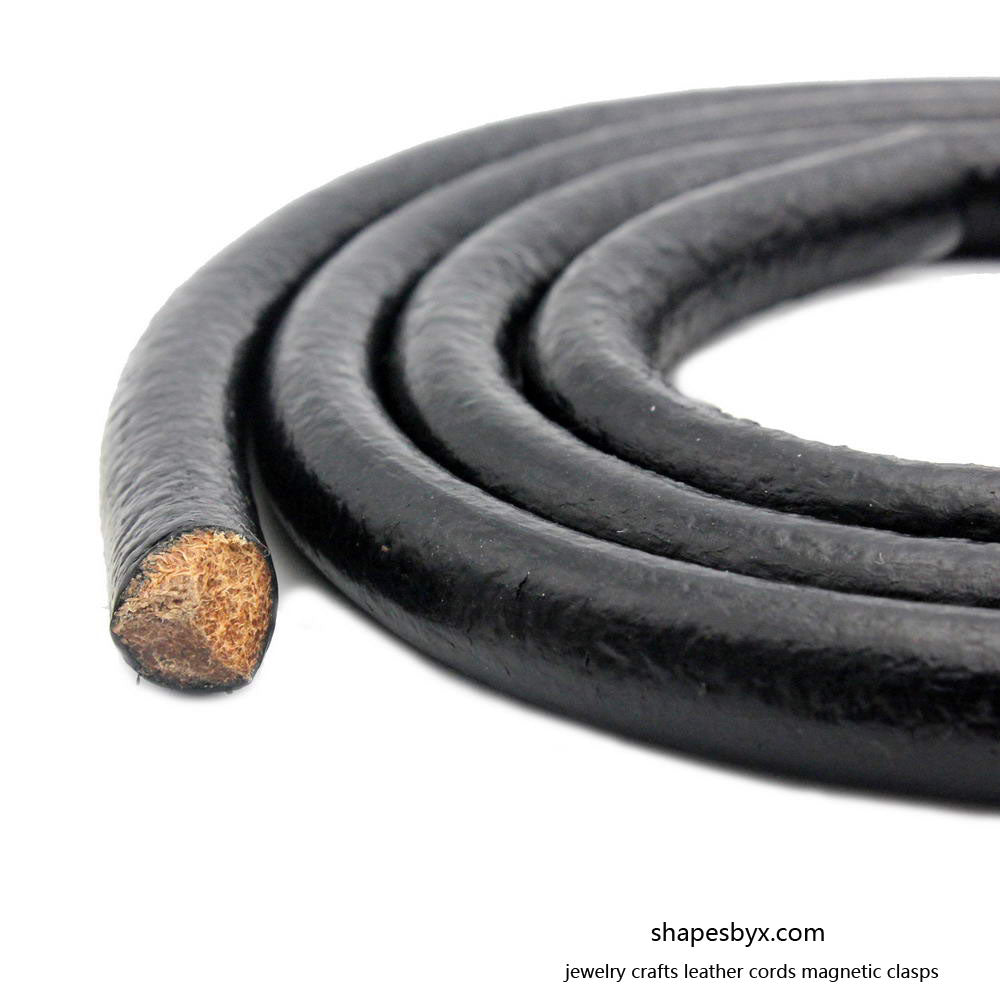 10mm Round Leather Cord 1cm Diameter Genuine Real Leather Strap Black