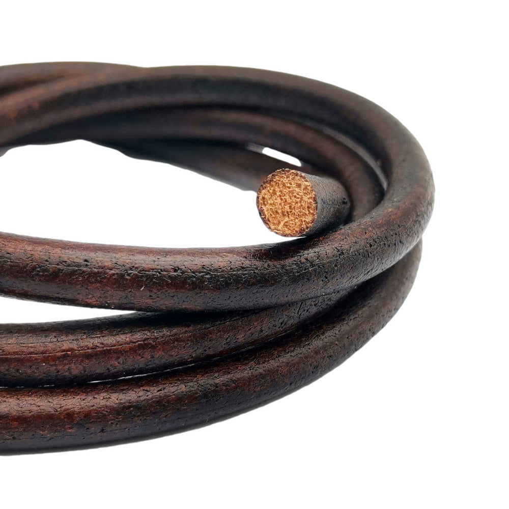 8.0mm Diameter Genuine Leather Cords Antique Brown/Black for Jewelry Making