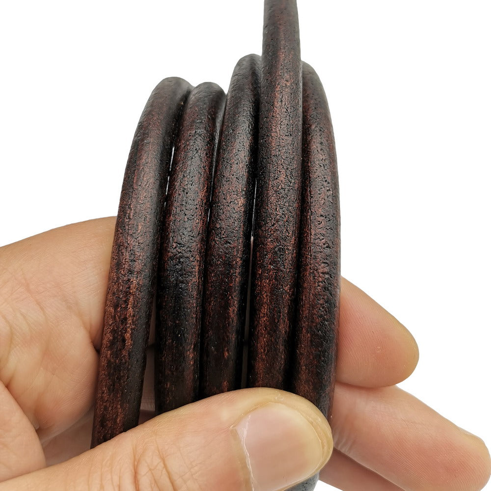 Cordons en cuir véritable de 8.0mm de diamètre, marron Antique/noir pour la fabrication de bijoux