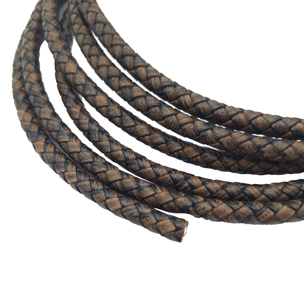 shapesbyX-8mm Braided Leather Bolo Cord Deep Weathered Bracelet Leather or Home Décor