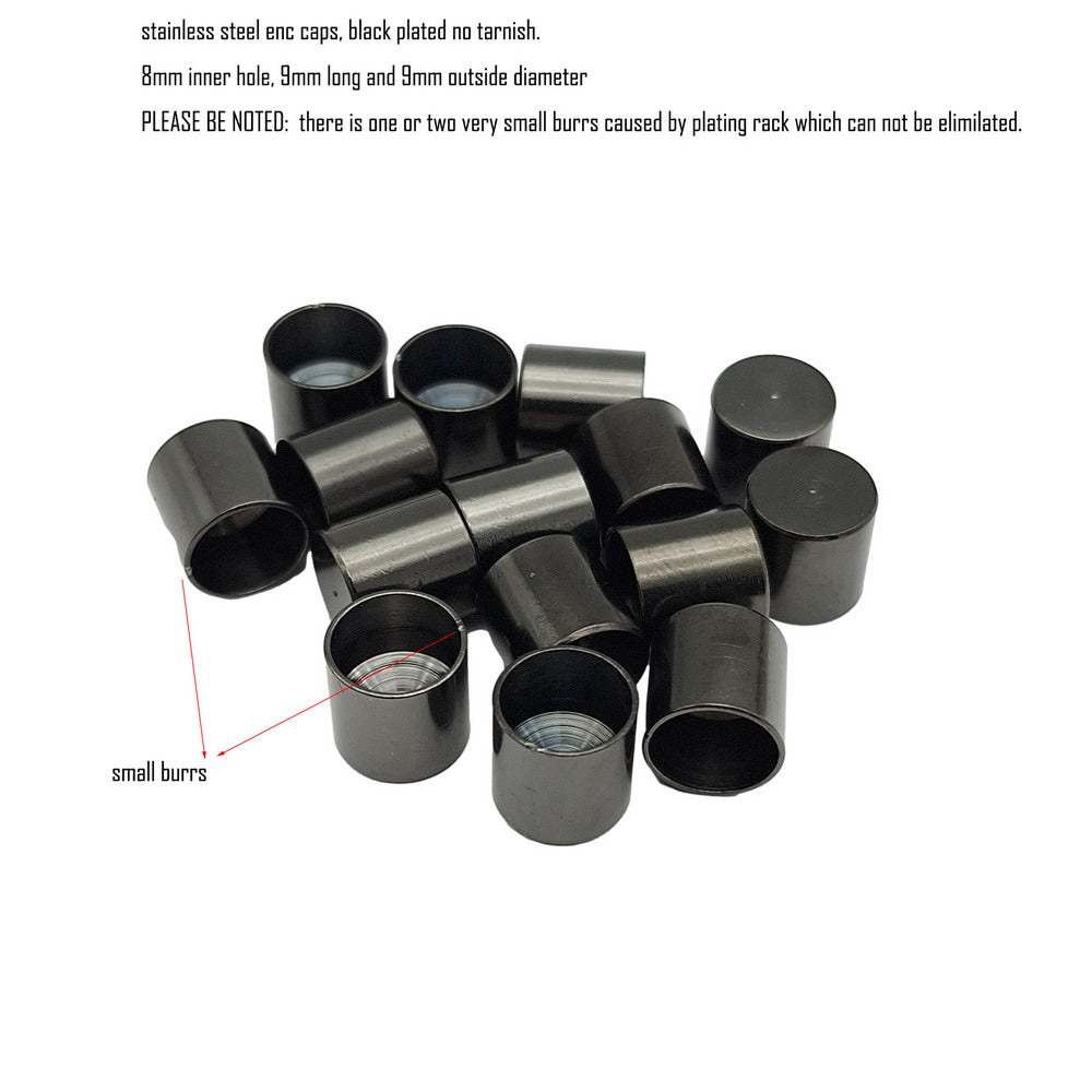 Embout de cordon en acier inoxydable, or/noir, 10 pièces, de 2mm, 3mm, 4mm, 5mm, pour la fabrication de bijoux, perles, embouts de cravate