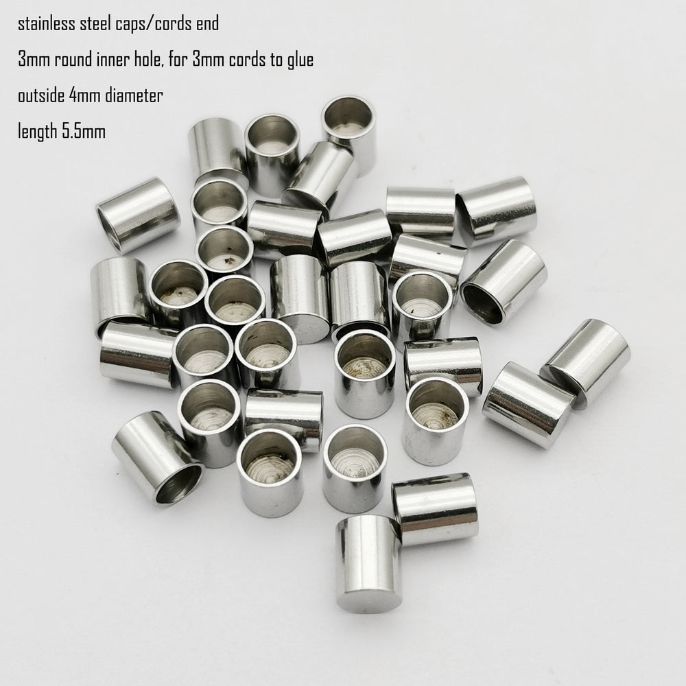 Gold/Black 10pcs Stainless Steel Cord End Cap from 6mm 8mm 10mm Jewelry Making Beads Tie Ends Cap