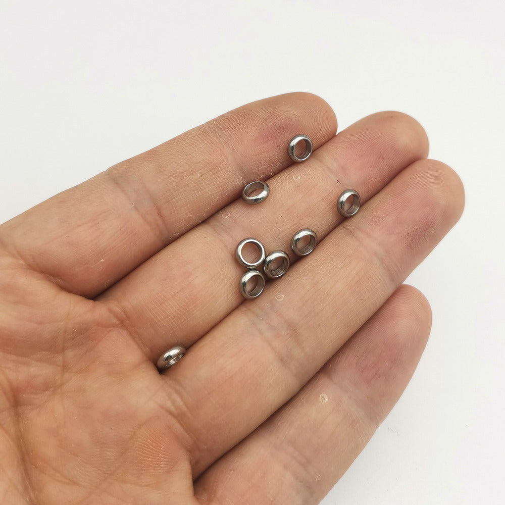 10 Piece Stainless Steel Ring Slider Beads Bracelet Charm Inner 3mm to 8mm Bracelet Making Round Crafts