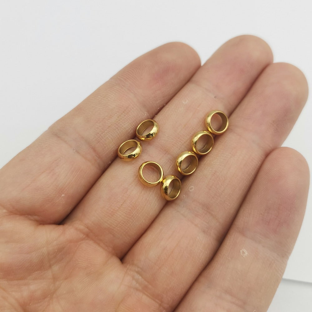10 Pieces Gold Stainless Steel Ring Beads Sliders for Bracelet Necklace Jewelry Making
