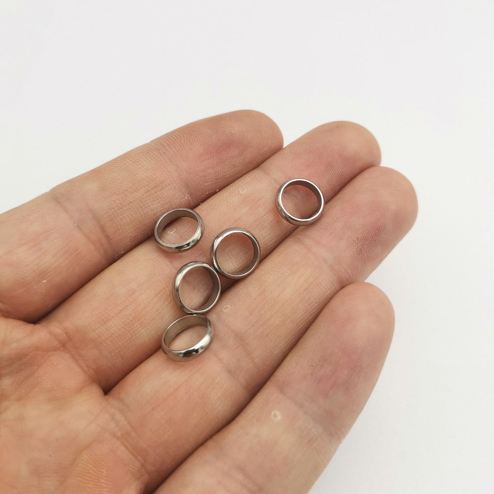 10 Piece Stainless Steel Ring Slider Beads Bracelet Charm Inner 3mm to 8mm Bracelet Making Round Crafts