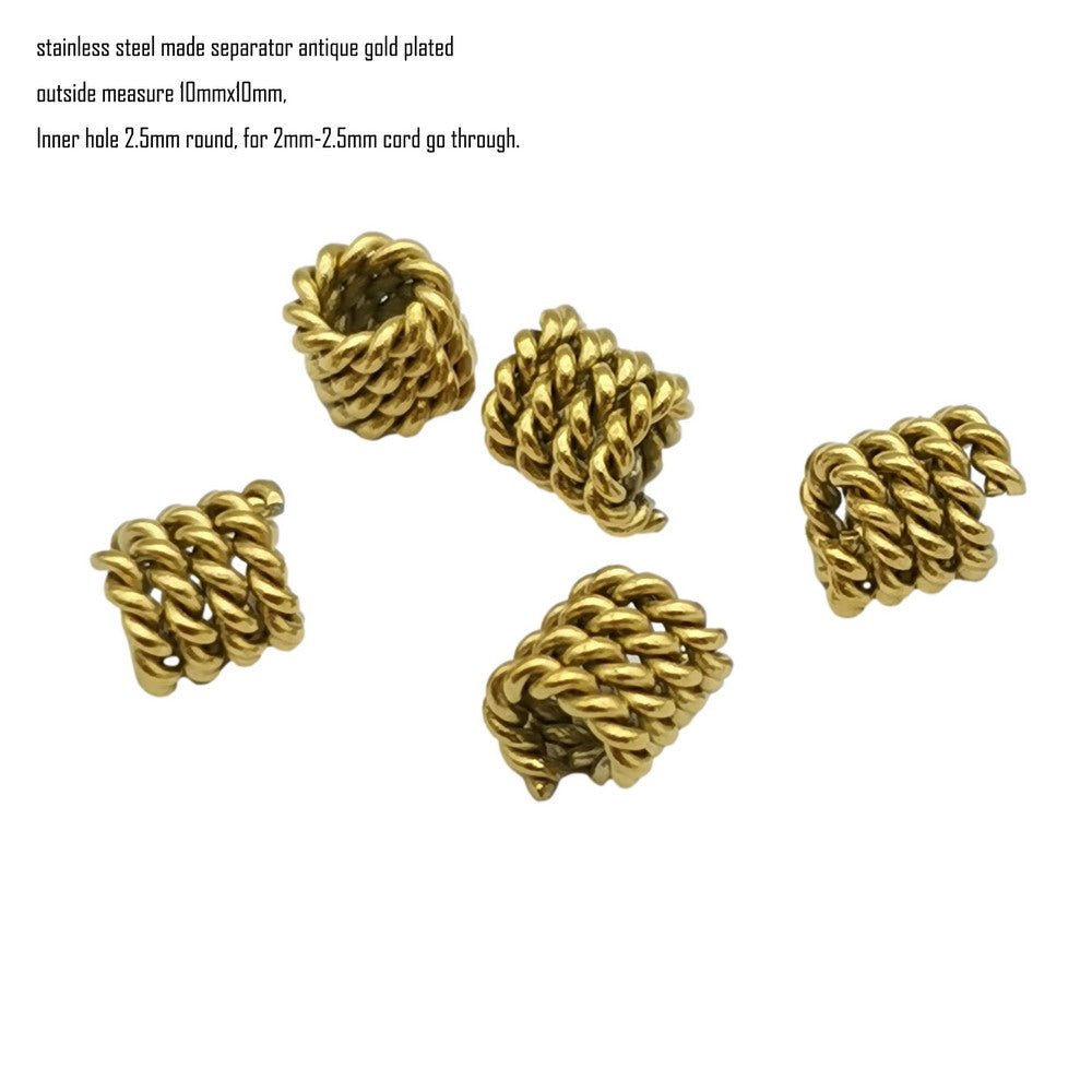 5 Pieces Stainless Steel Slider/Separator 2.5mm Inner Hole Twisted Wire for Jewelry Making