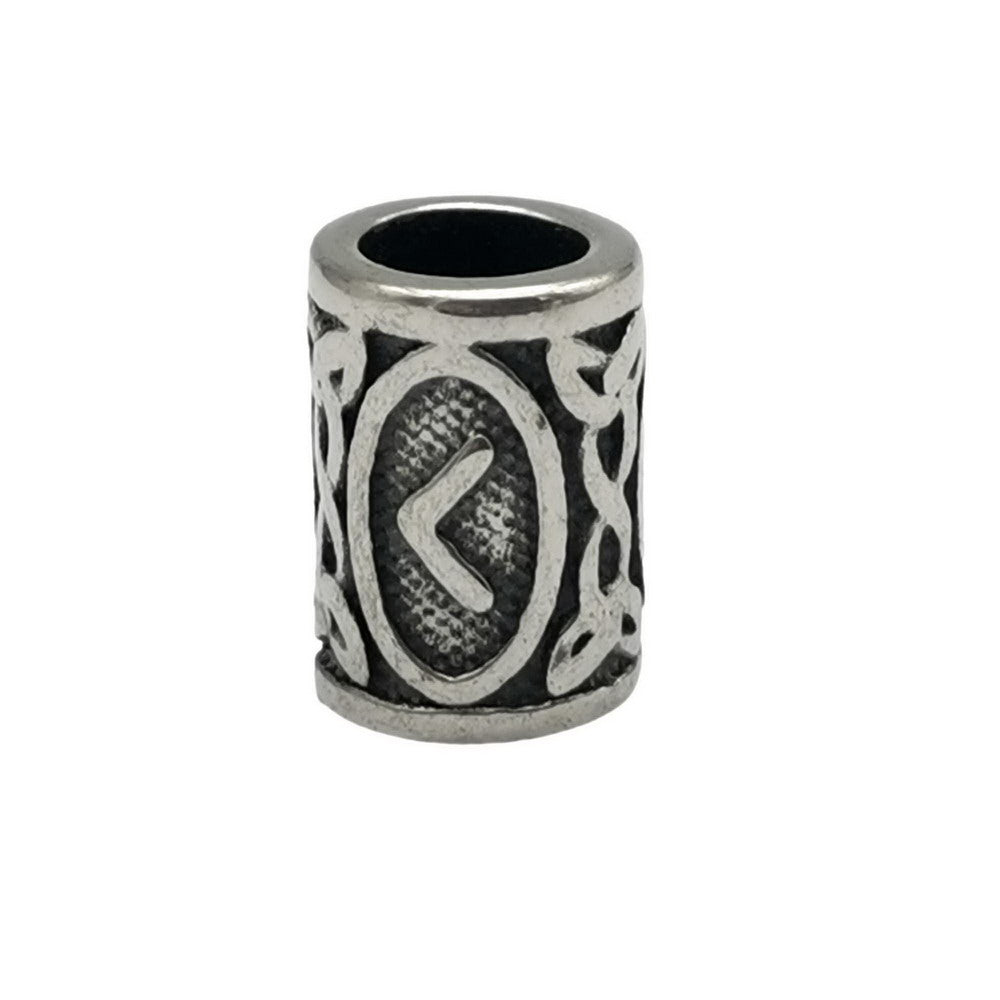 24pcs Stianless Steel Viking Rune Beads for Jewelry Making 6mm Inner Antique Silver Hair Beading for 6.0mm Cord