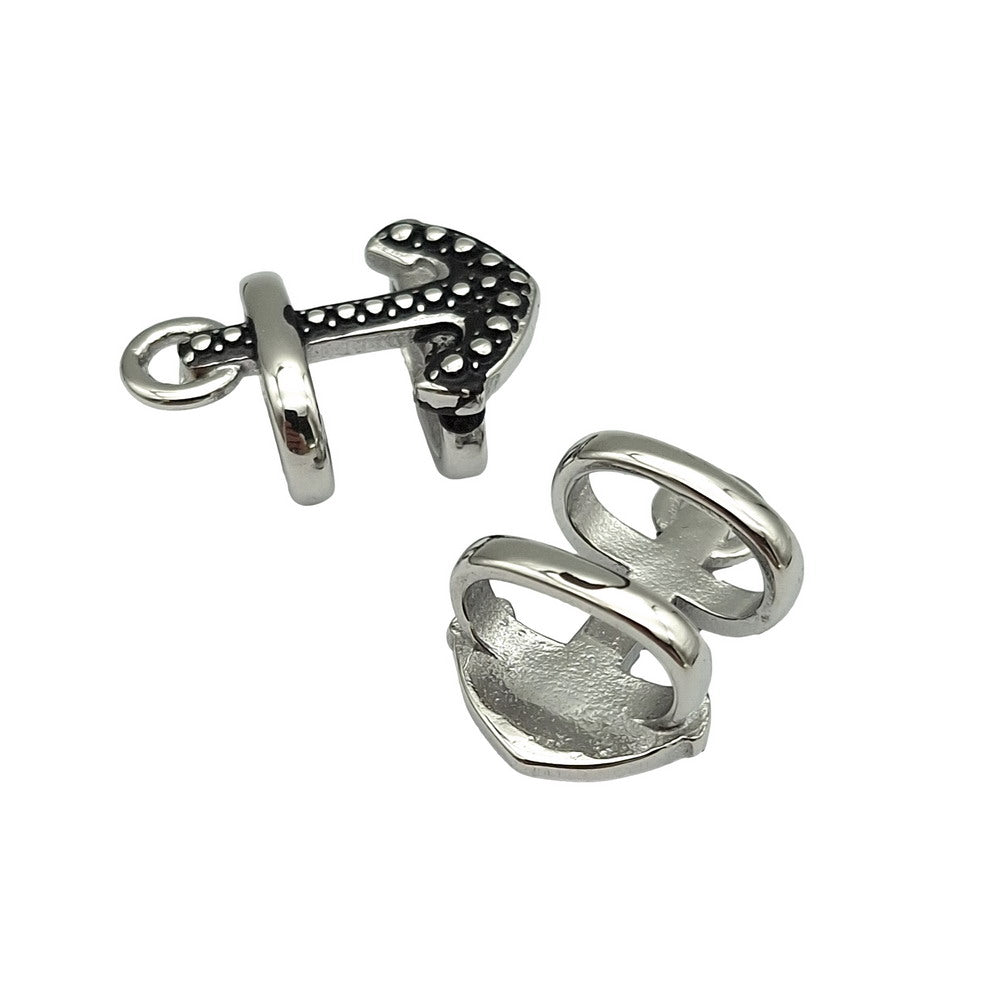 Perles coulissantes d'ancrage en acier inoxydable, 2 pièces, pour la fabrication de bracelets en cuir de réglisse, trou intérieur de 12mm x 6mm, argent Antique