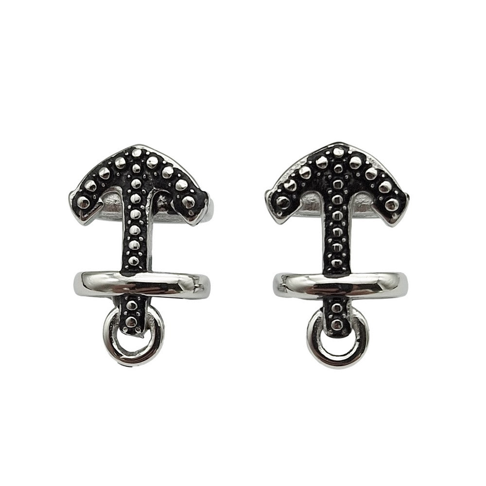 2pcs Stainless Steel Anchor Slider Beads for Licorice Leather Bracelet Making 12mmx6mm Inner Hole Antique Silver