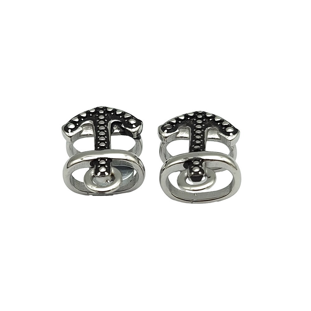2pcs Stainless Steel Anchor Slider Beads for Licorice Leather Bracelet Making 12mmx6mm Inner Hole Antique Silver