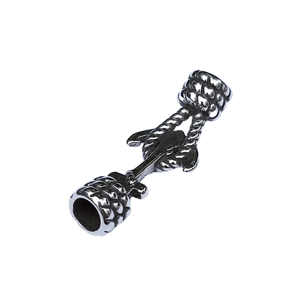 Stainless Steel Anchor Knot Charm for Bracelet Making 6mm Inner Hole Antique Silver for 6.0mm Cord Glue