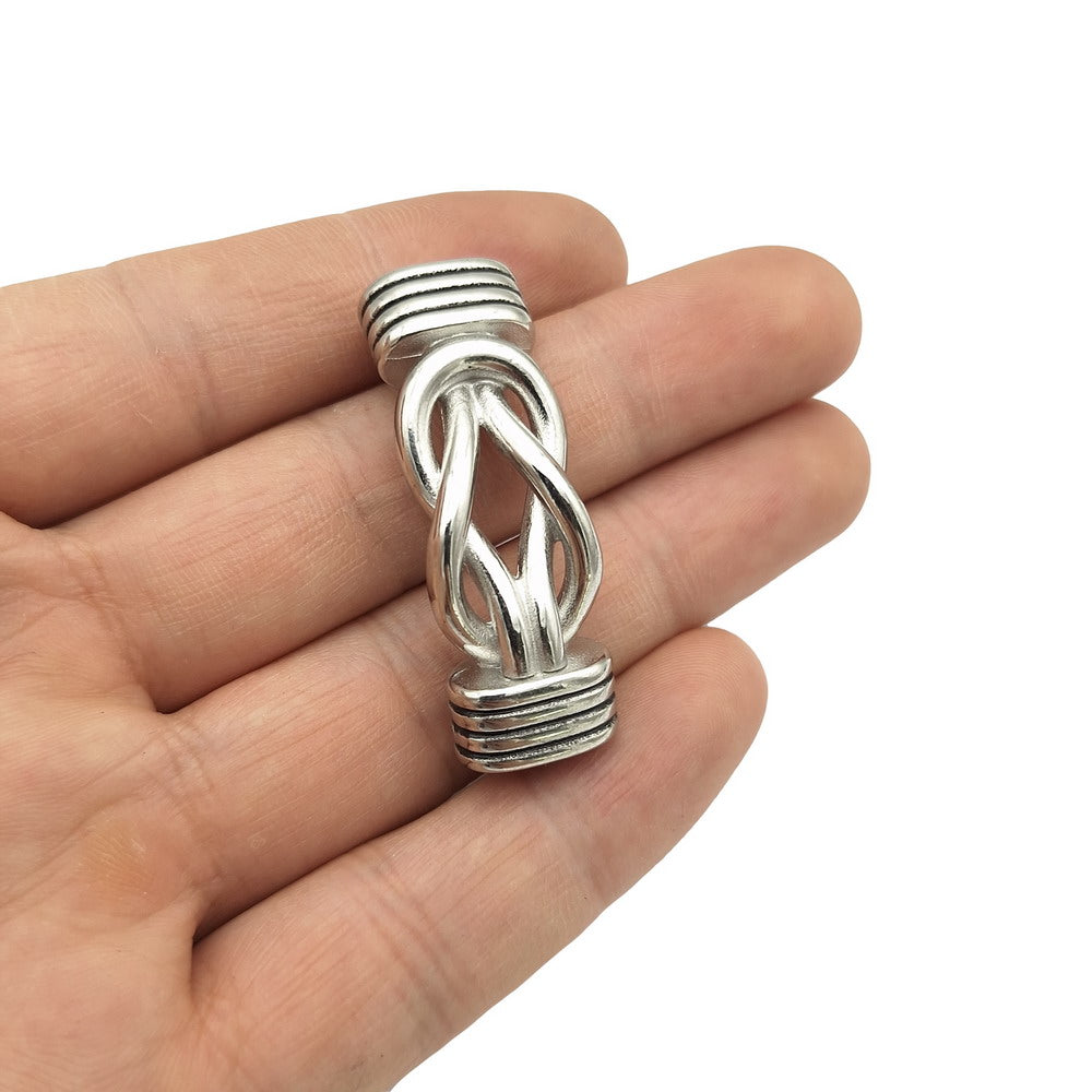 Stainless Steel Knot Charm for Bracelet Making 12mmx6mm Inner Hole for Licorice Leather Cord Glue In