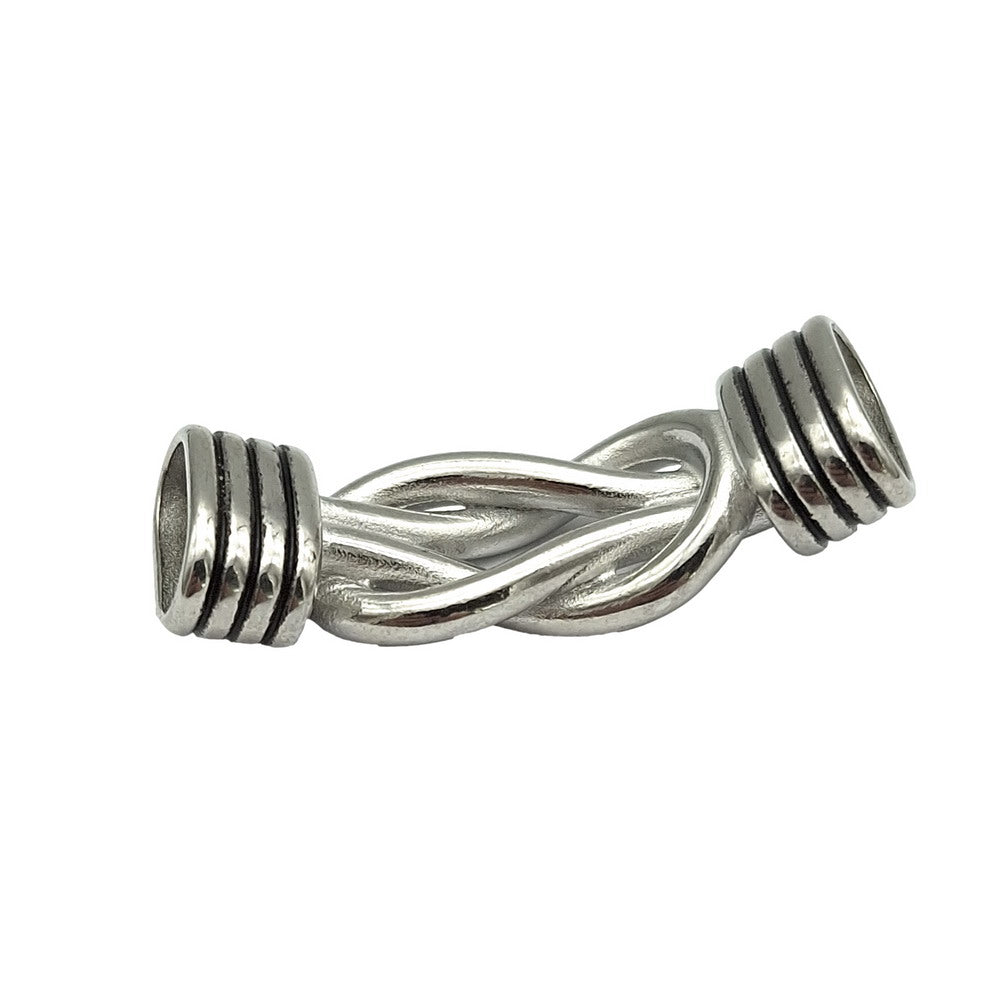 Breloque nœud en acier inoxydable pour la fabrication de bracelets, trou intérieur de 12mm x 6mm pour cordon en cuir de réglisse, à coller