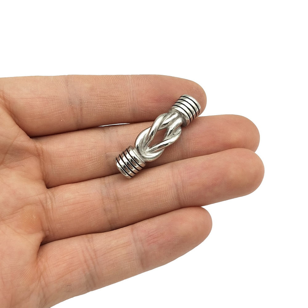 6.0mm Inner Stainless Steel Knot Charm for Bracelet Making for 6mm Cord Glue In 1 Piece