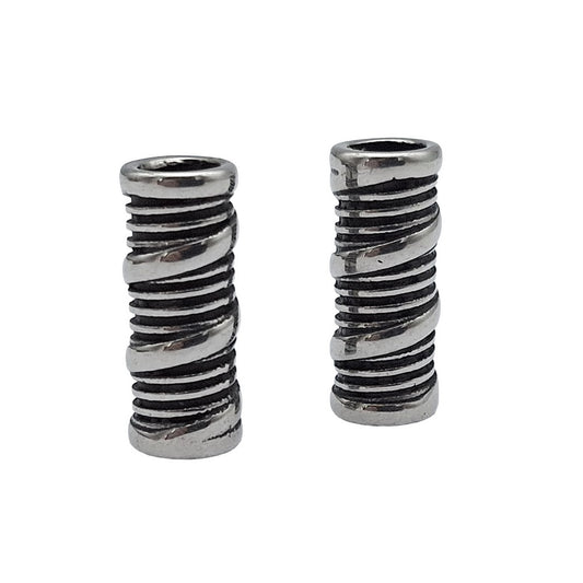 2 Stück Edelstahl-Kordelschieber-Perlen für die Schmuckherstellung in Armbandanhängern, 6,5 mm Innenloch, Antiksilber, passend für 6 mm runde Kordeln