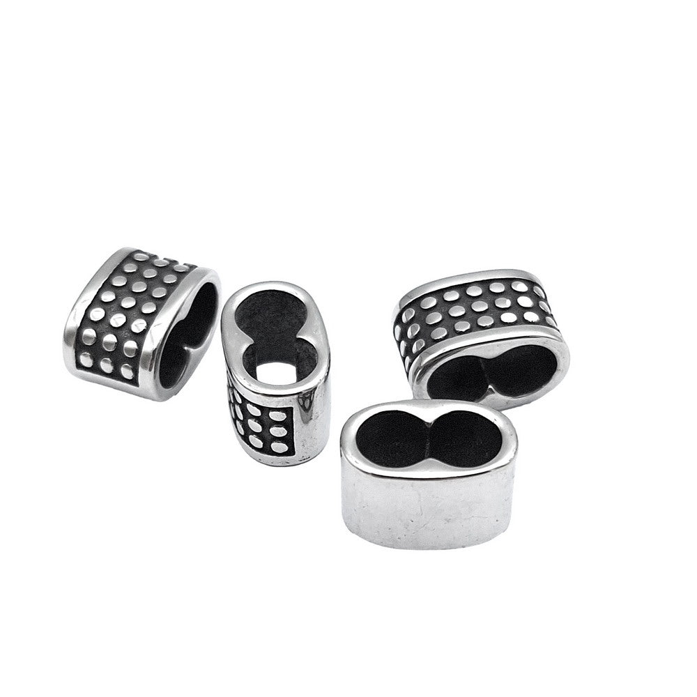 5mm Cords Separators Stainless Steel Bracelet Making Beads Antique Silver 5.0mm Double Holes 2 Pieces