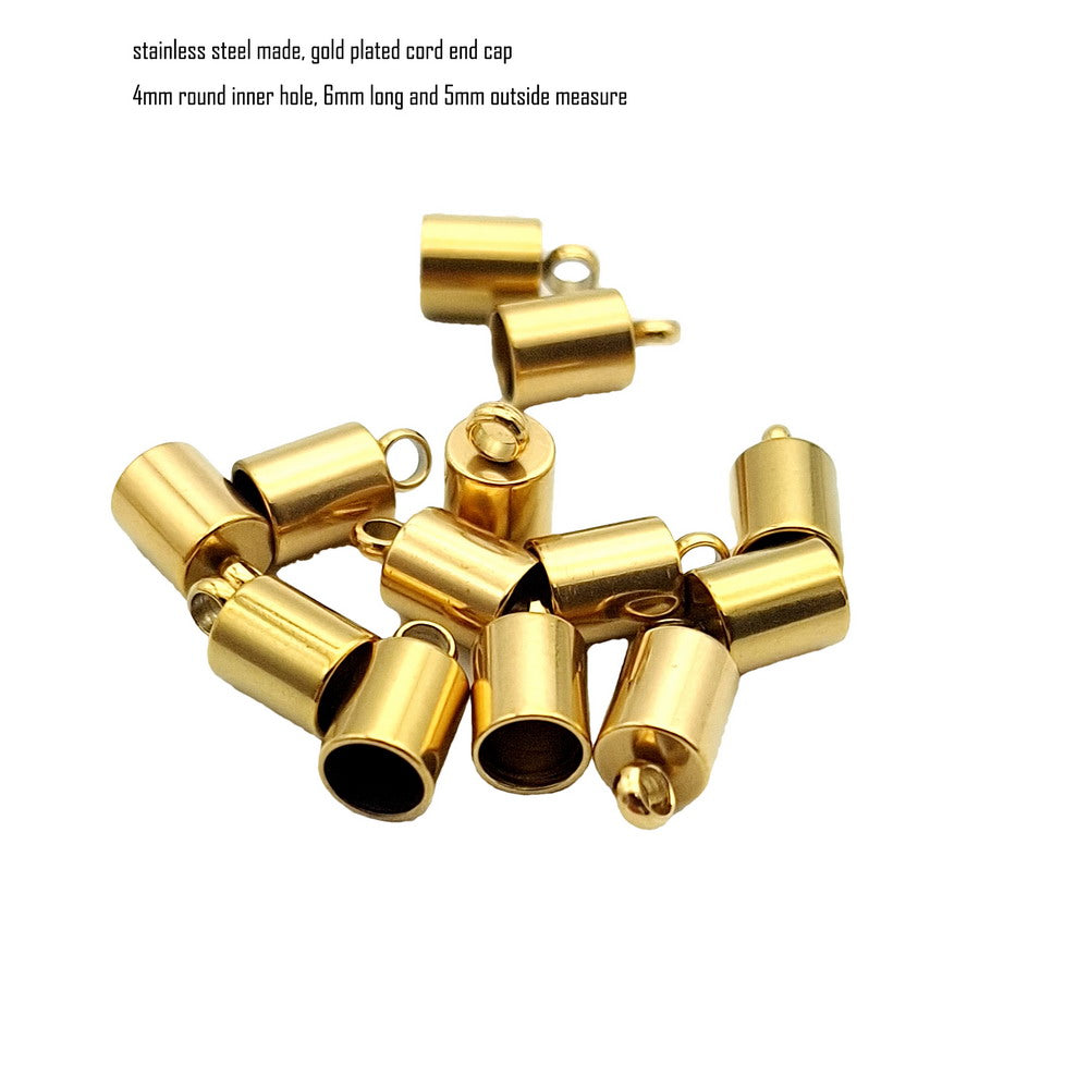ShapesbyX 10pcs Gold Steel Loops End Cap Bracelet Necklace Cord End 4mm 5mm 6mm 10mm